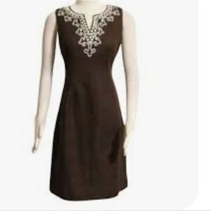 Talbots Brown Linen Sleeveless Dress Sz 4